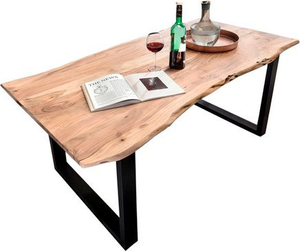 SIT Tisch aus Akazienholz in Braun und Schwarz mit Live Edge Design, Höhe: 77 cm, Tiefe: 80 cm - Bild 1