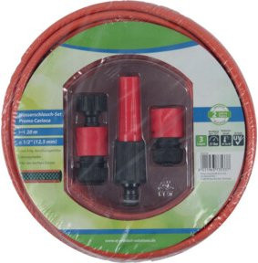 floraworld Wasserschlauch-Set mit 4-teiliger Anschlussgarnitur, rot/schwarz, 20 m - Bild 1