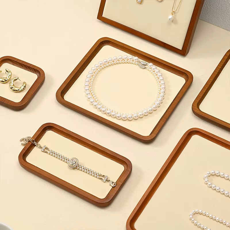 Oirlv Schmuck-Display-Tablett aus Holz in Grau, Organizer für Armbänder, Halsketten und Ringe - Bild 3