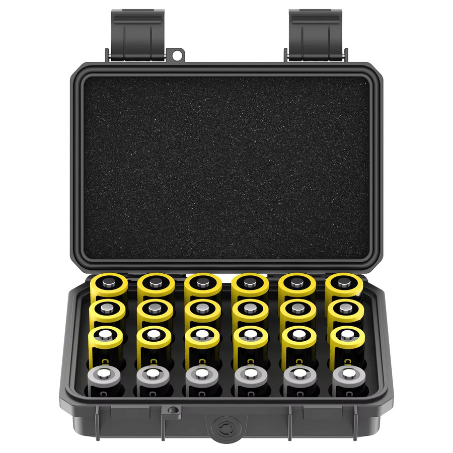 KIWIFOTOS Batterie-Organizer Gehäuse für 24 CR2 CR123 CR123A Lithium-Batterien, wasserdichtes IP67 Hartschalenetui, Schwarz - Bild 6