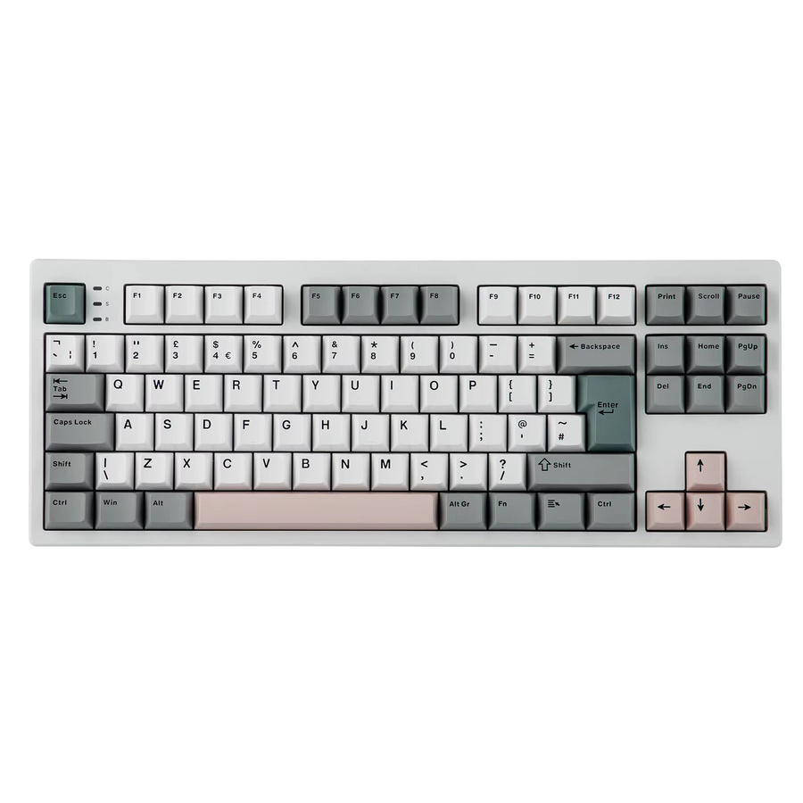 EPOMAKER TH87 Mechanische Tastatur mit ISO-UK Layout, Tenkeyless TKL, Hot-Swap, Gasket Mount, kabellos via Bluetooth oder 2,4 GHz sowie kabelgebunden, 10000mAh Akku, Farben: Weiß, Grau, Rosa - Bild 4