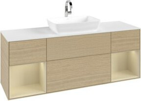 V&B Waschtischunterschrank Finion in Weiß und Eiche lackiert, Breite: 160 cm, Tiefe: 50,1 cm, Höhe: 50,1 cm - Bild 1