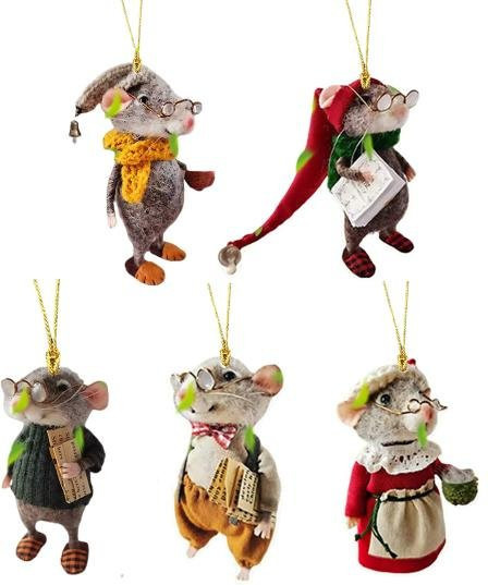 Sanwood Car Maus Familie Hängeornamente aus Acryl für Weihnachten, Gold und Multicolour - Bild 1