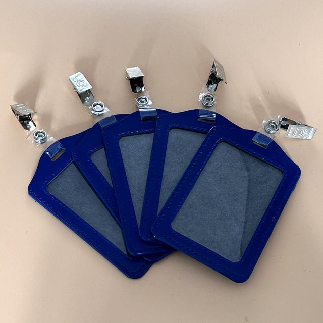 10er Set Arbeits-ID-Kartenhalter mit Clips aus PU-Material in Blau für Berufstätige - Bild 1
