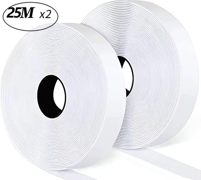 Selbstklebendes Klettband aus Nylon in Weiß, 25 Meter Länge - Bild 1