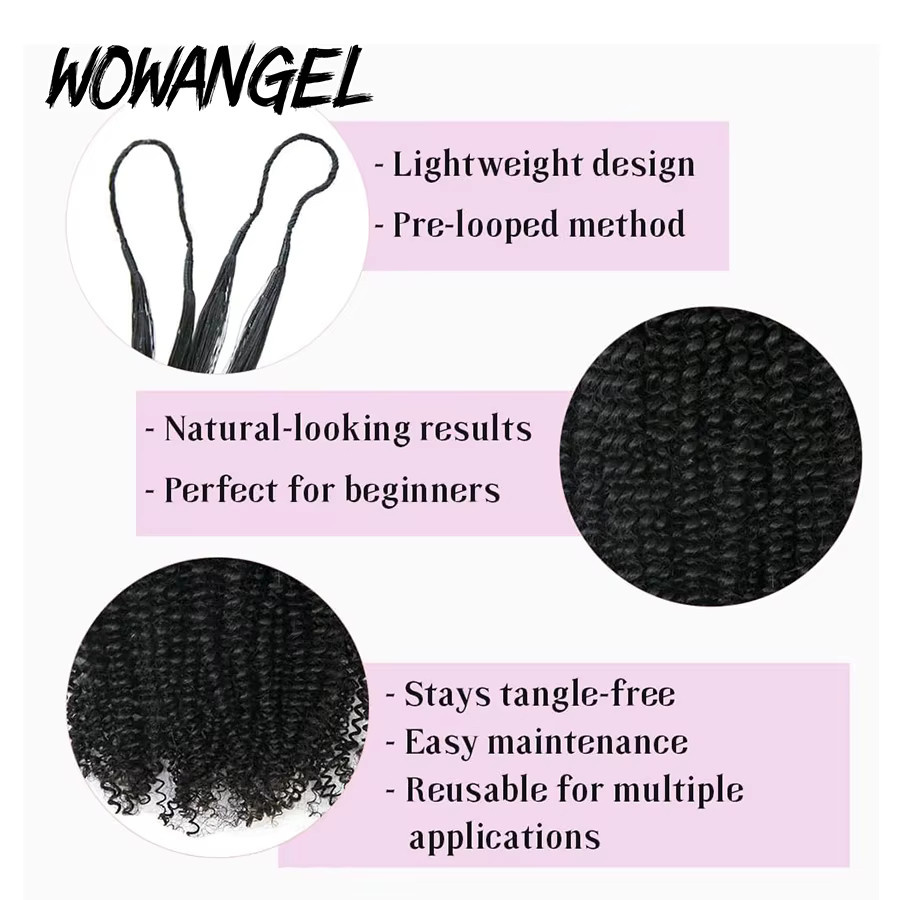wowangel Feder-Häkel-Echthaarverlängerung, Locken, Boho-Zöpfe - Bild 3