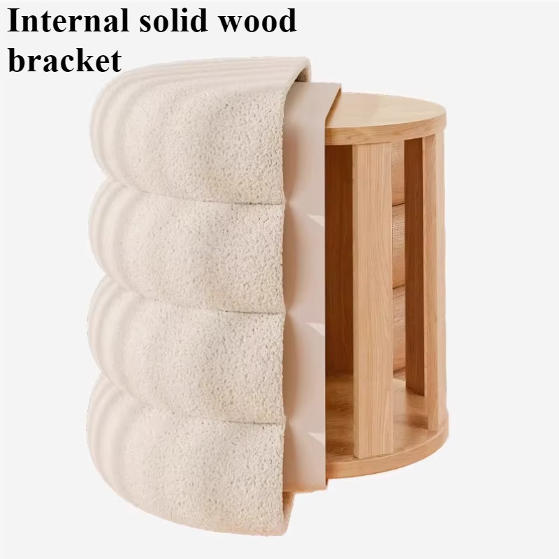 Oeny Runder Hocker Modern Weiß für Wohnzimmer, Schlafzimmer und Eingangsbereich - Bild 1