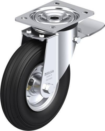 Blickle Lenkrolle 23143 L-P 200R-ST mit Feststeller in Schwarz und Silber, Rad-Durchmesser: 20 cm, Tragfähigkeit: 75 kg - Bild 1