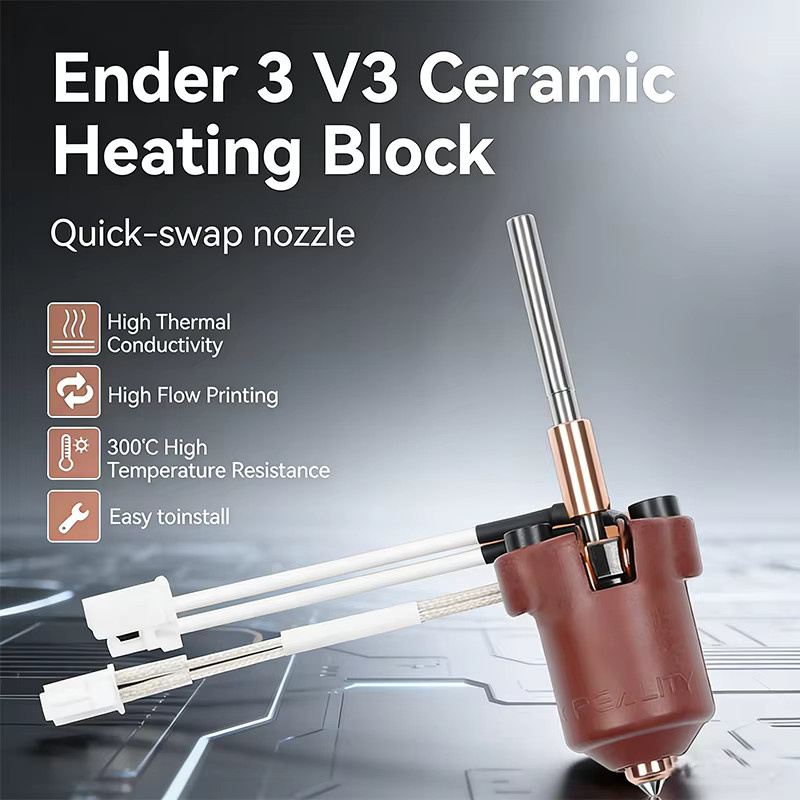 Creality Offizielles Keramik-Heizblock-Set mit Einhorn-Schnellwechseldüse 0,4 mm für Ender 3 V3 und Ender 3 V3 Plus 3D-Drucker Hotend - Bild 2