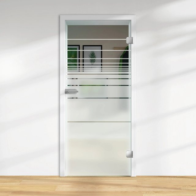 Skyscope Glasdrehtür ESG Floatglas Dekor Siebdruck Transparent Rechts DIN 36/81 H x B x T: 197,2 x 83,4 x 0,8 cm - Bild 1