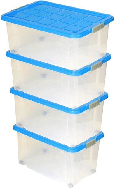 BigDean 4er Set Eurobox mit Deckel und Rollen, Aufbewahrungsbox, B/T/H: 60 x 40 x 32 cm - Bild 1