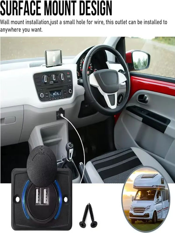 kebidumei Dual-USB-Autoladegerät mit Schnellladung und LED-Licht in Schwarz für Auto, Boot, Bus und Wohnmobil - Bild 6