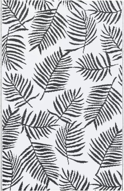vidaXL Outdoorteppich aus Polypropylen mit Jacquard-Muster in Weiß und Schwarz, B: 120 cm, L: 180 cm - Bild 1