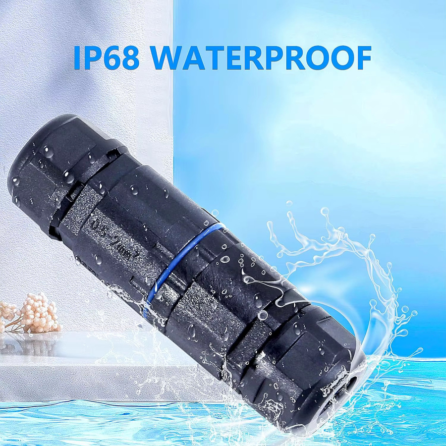 AOKIN 10er Set IP68 2Pin Wasserdichte Gerade Stecker für elektrische Kabel und Outdoor-Anwendungen in Schwarz - Bild 2