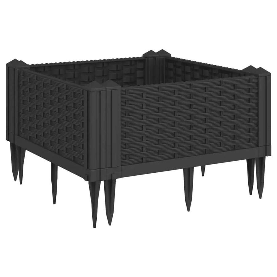 vidaXL Pflanzkasten mit Erdspießen in Schwarz aus Kunststoff, B/T/H: 42,5 x 42,5 x 28,5 cm - Bild 2