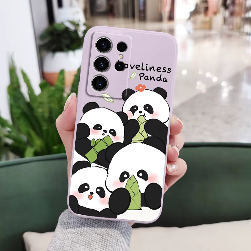 Silikon-Handyhülle mit Riesenpanda-Design für Samsung Galaxy S25 S24 S23 S22 S21 S20 Ultra FE S10 S10E Plus Note 20 Ultra in Lila - Bild 3