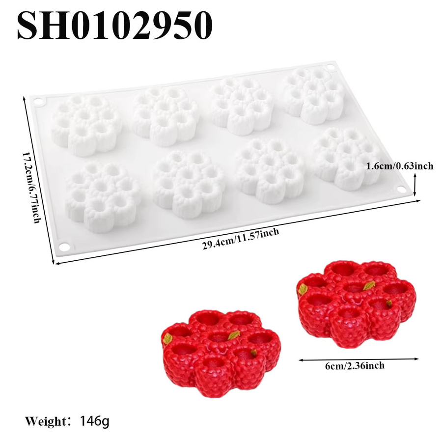 SHENHONG Silikon Törtchenform mit Himbeerblüten-Design für Mousse und Schokolade - Bild 3