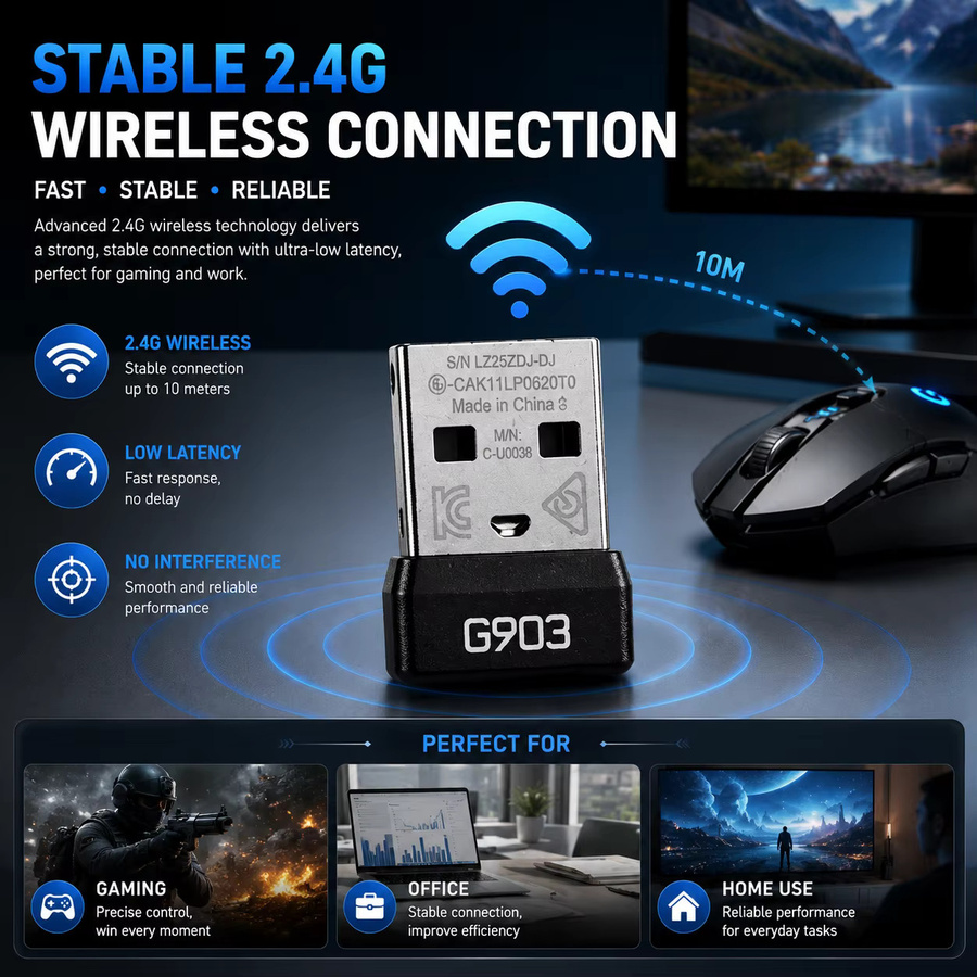 Logitech G903 Wireless Gaming Mouse Ersatz USB-Empfänger 2.4G Dongle in Schwarz - Bild 5