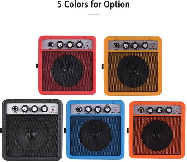 AROMA 5W Mini-Gitarrenverstärker mit Overdrive, Lautstärke- und Tonanpassung, Multicolor, 3,5-mm- und 6,35-mm-Eingang - Bild 1