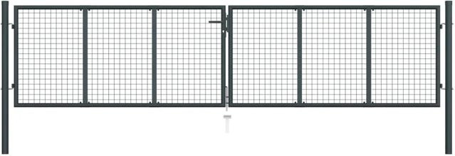 vidaXL Gitter-Gartentor aus verzinktem Stahl in Grau und Anthrazit, Breite: 400 cm, Höhe: 75 cm - Bild 1