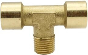 Riegler T-Stück aus Messing in Gold, Verbindung innen/außen/innen, G/R 1/2, SW 21 - Bild 1