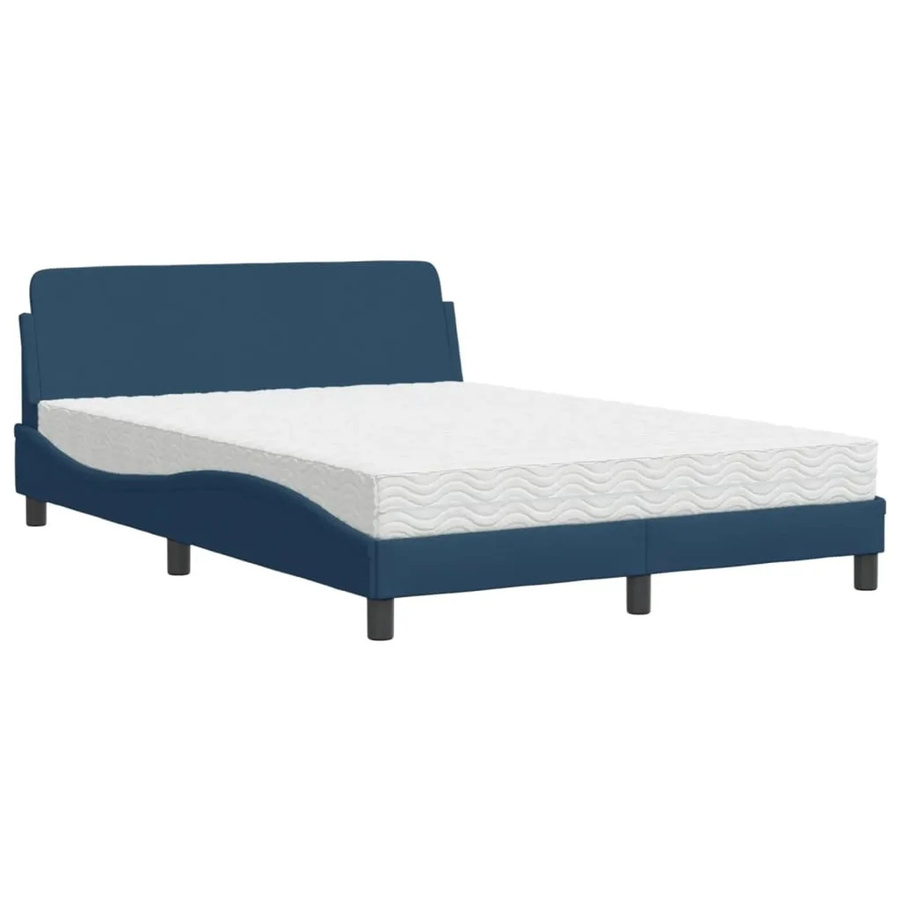 vidaXL Bett mit Matratze aus Kiefernholz und Stoff in Blau, B/T/H: 120 x 200 x 125 cm - Bild 2