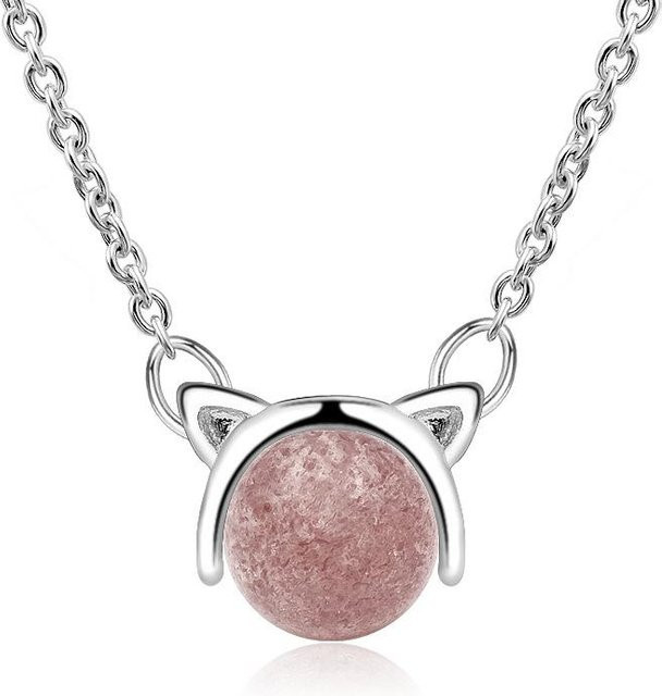 Wucifang Jewelry Halskette, Erdbeerkristall, Messing, Silber, Damen - Bild 1