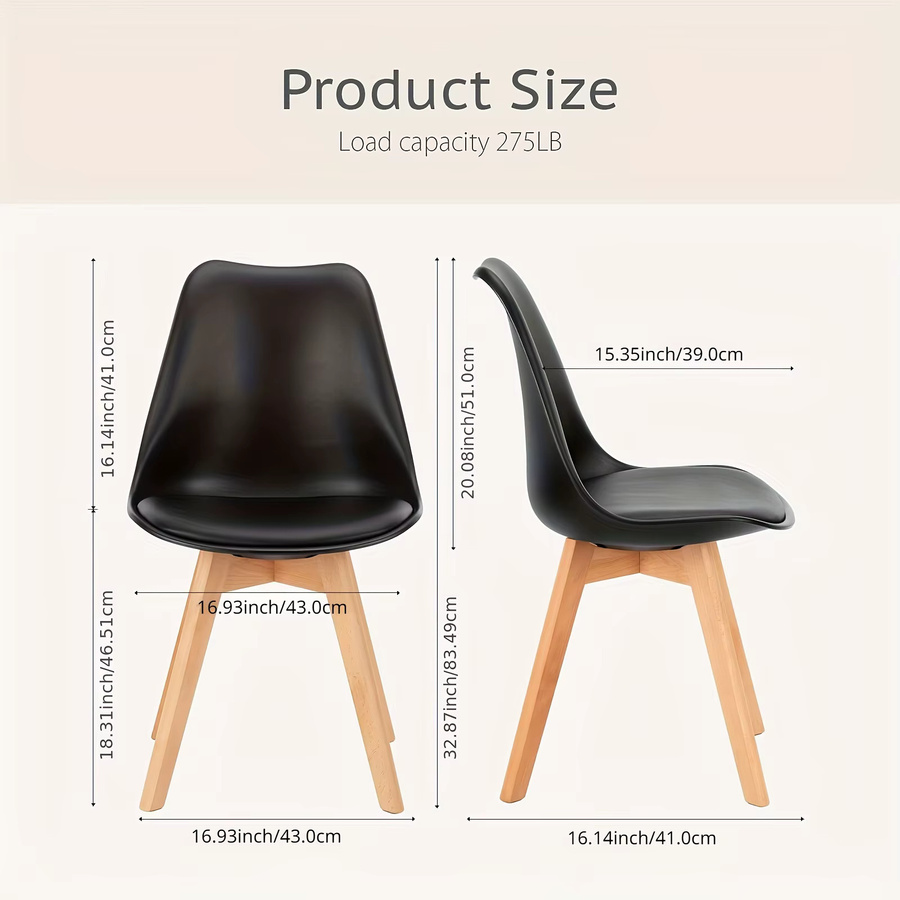 Minimalistischer Esszimmerstuhl LIUSHADUOLA aus Kunstleder und Holz in Schwarz oder Weiß - Bild 4