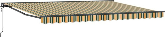 vidaXL Semi-Cassette Markise in Grün, Gelb und Schwarz aus Polyester und Aluminium, B: 450 cm, T: 300 cm - Bild 1