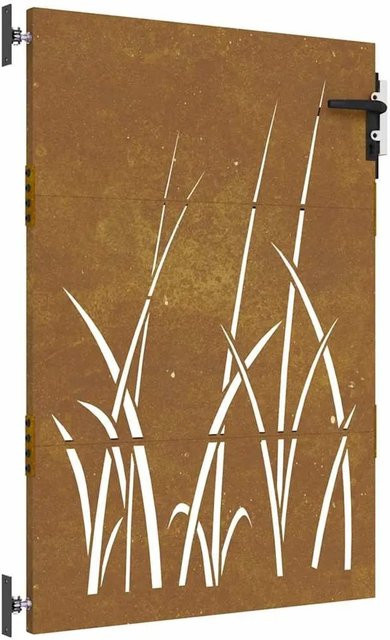 vidaXL Gartentor aus Cortenstahl in Braun mit Gras-Design, B/H: 85 x 150 cm - Bild 1