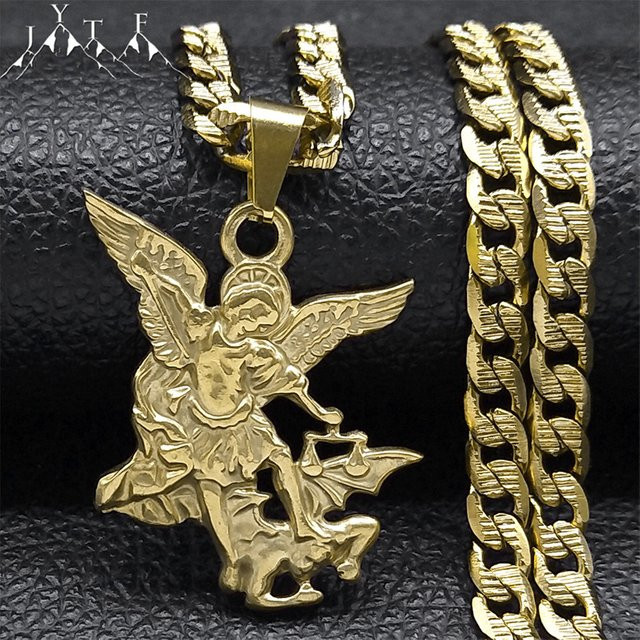 JYTF Halskette mit Anhänger, Edelstahl, Gold, Unisex - Bild 1