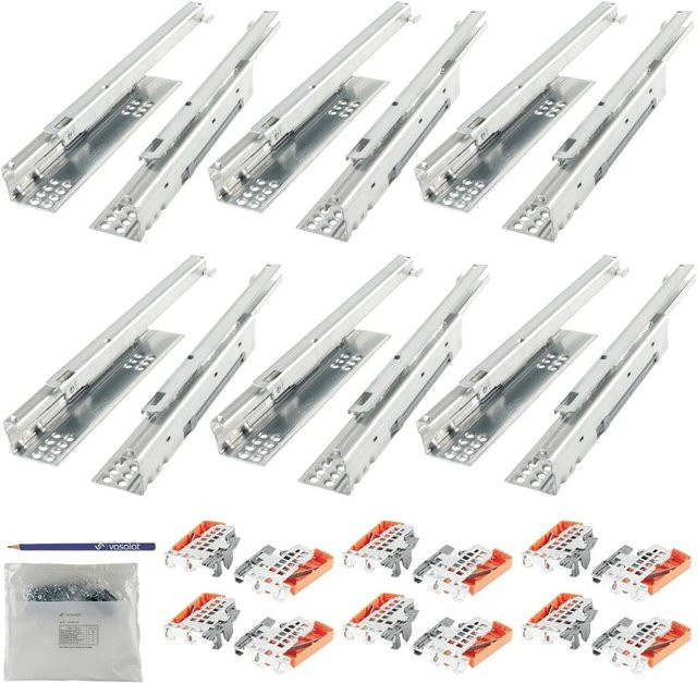 Blum Tandem Teilauszug Schubladenauszug Set mit Blumotion Soft-Close, Farbe: Silber, für 6 Schubladen, Auszugslänge: 270 mm - Bild 1