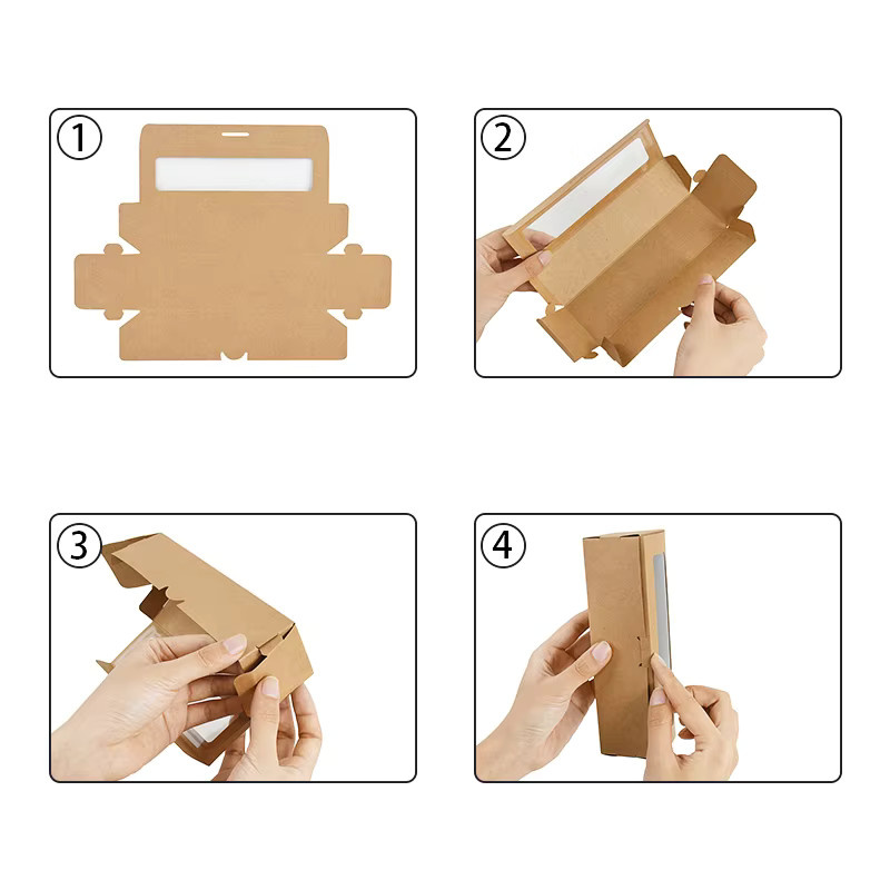 5er Set ZQNYCY Kraftpapier Boxen mit Fenster in Braun für Schokolade, Macarons und kleinen Kuchen zur Verpackung von Geschenken für Hochzeiten oder Partys - Bild 1