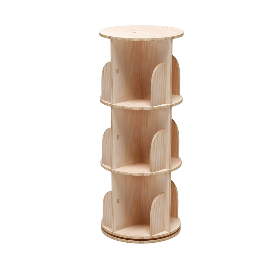 HiMISS Drehbares Bücherregal aus massivem Holz, 360-Grad-Standregal als multifunktionaler Organizer - Bild 3