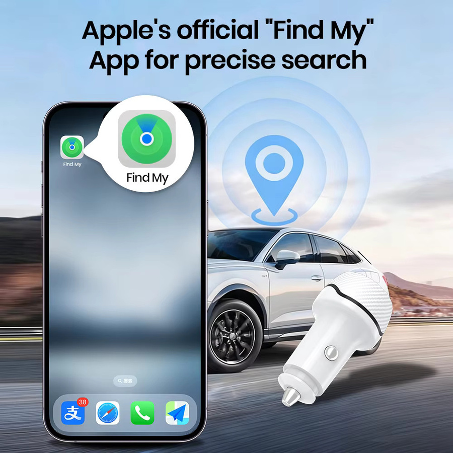 Peocke Auto-Ladegerät mit USB-C Schnellladung und GPS-Ortungsfunktion für iOS Find My App in Schwarz oder Weiß - Bild 5