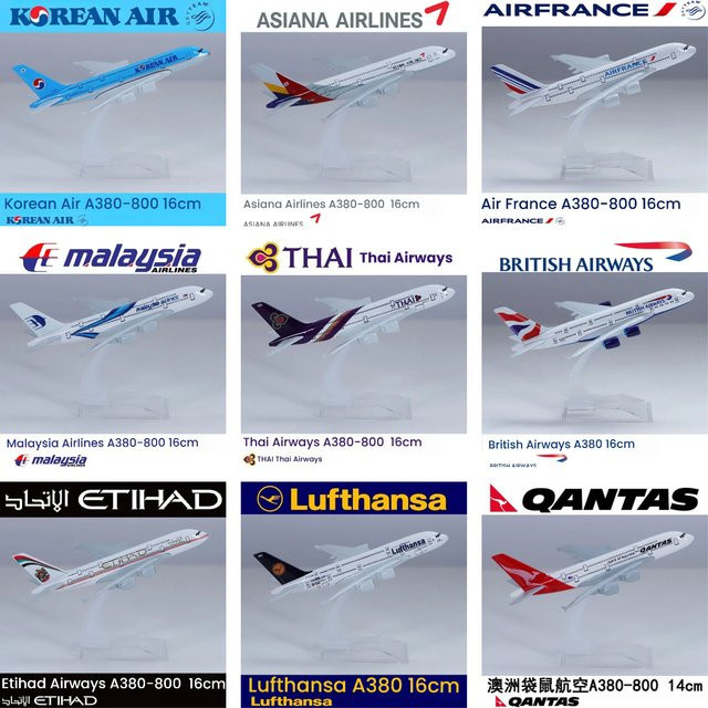 ZOCO A380 Flugzeug Modell, Diecast Legierung, 1:400, Metall, Weiß - Bild 1