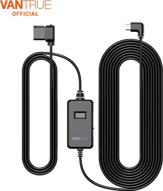 Vantrue USB-C OBD Hardwire Stromkabel mit LED-Display und Niederspannungsschutz für den Parkmodus, Schwarz, 3 Meter - Bild 1
