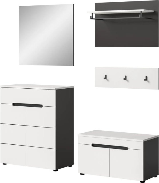 Inn.Furn Garderoben-Set Cooper 5-teilig in Weiß und Grau mit Höhe: 175 cm - Bild 1