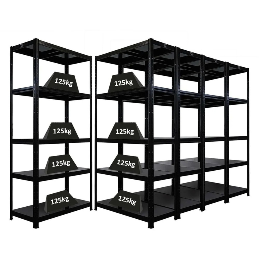 PROREGAL Ragnar Schwerlastregal Set mit 5 Stahlplatten-Ebenen, Schwarz, H x B x T: 180 x 90 x 40 cm - Bild 2
