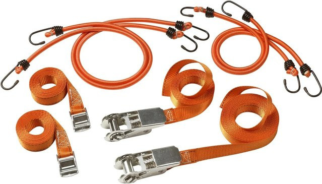 Master Lock FastLink Spannseile und Spanngurte Set mit Ratschenfunktion, Orange, 8er Set - Bild 1