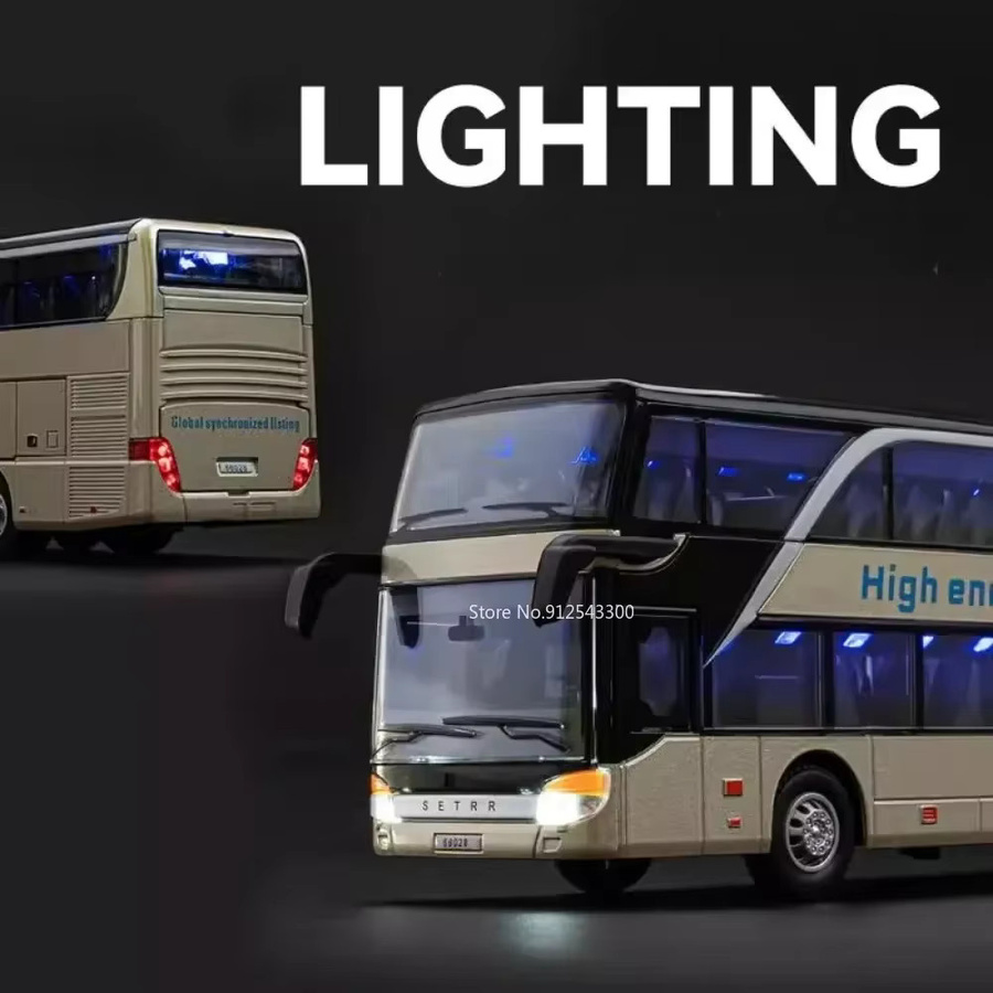 DUFFDUN Doppeldecker Business Bus Modell Spielzeugauto in Gold mit Sound und Licht im Maßstab 1:30 - Bild 4