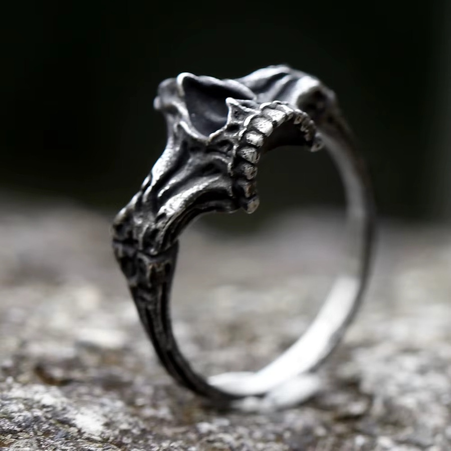 Charming Folk Ring Edelstahl, Silber, Vintage, Herren - Bild 2