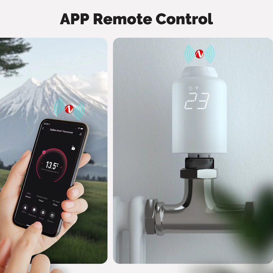 Moes SmartLife ZigBee Thermostatventil mit Tuya App-Steuerung und Alexa Sprachsteuerung, Weiß - Bild 3