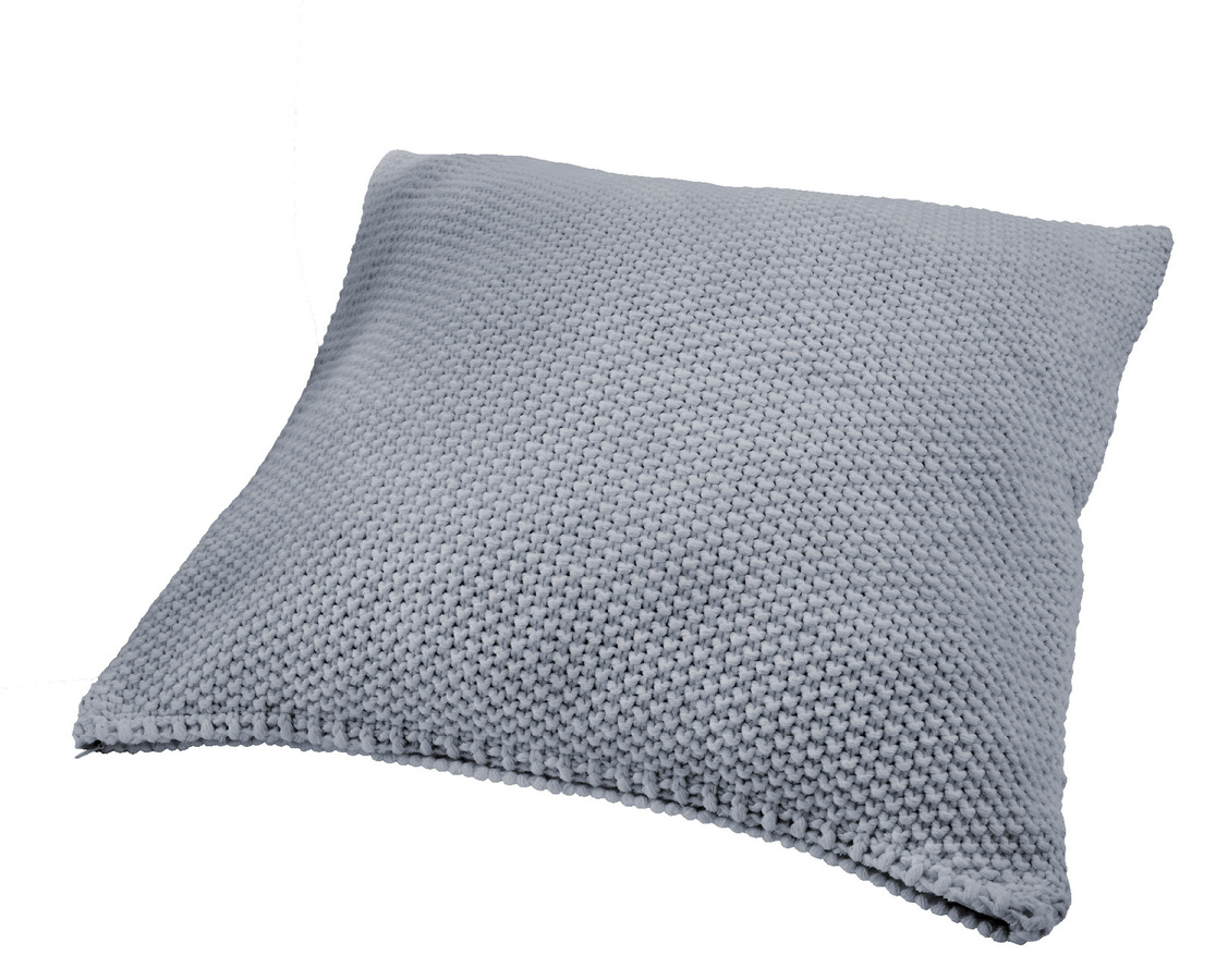 Hahn Primera Strickkissen Kissenbezug mit Perlmuster in Mittelgrau, B/T/H: 50 x 50 x 50 cm - Bild 1