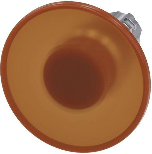 Siemens Pilzdrucktaster 3SU1051-1CD00-0AA0 mit Frontring aus Metall in Silber und amberfarbenem Knopf - Bild 1