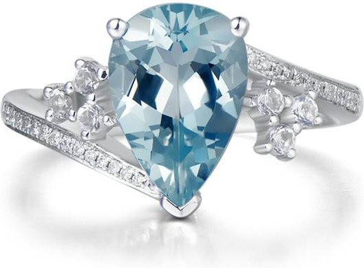 Ring 925 Silber, Saphir, Zirkonia, Weiß, Damen - Bild 1