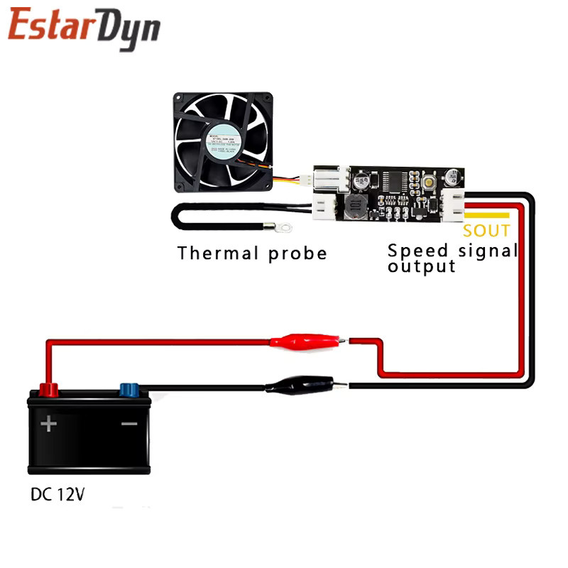 Estardyn DC 12V PWM Geschwindigkeitsregler für PC CPU Lüfter in Schwarz - Bild 3