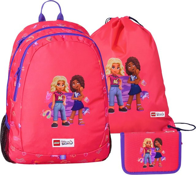 LEGO Schulranzen Set Light 3-teilig Friends Nova und Aliya in Grau, Schwarz und Pink - Bild 1