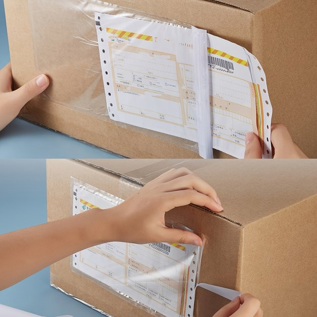 100er-Pack transparente selbstklebende Verpackungslistenbeutel mit Top-Loading-Design, B: 17 cm, H: 25 cm - Bild 1