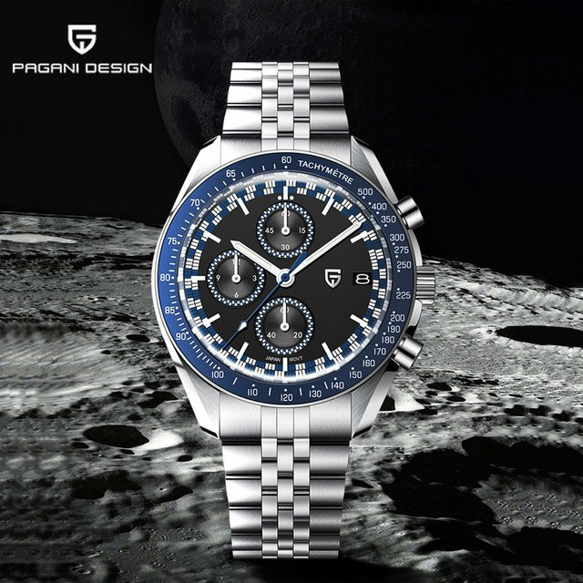 Pagani Design Chronograph, Quarz, Edelstahl, Schwarz, Herren - Bild 1
